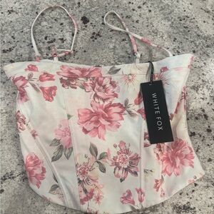 White Fox Boutique Best Of My Love Bustier Love Letters Floral Top